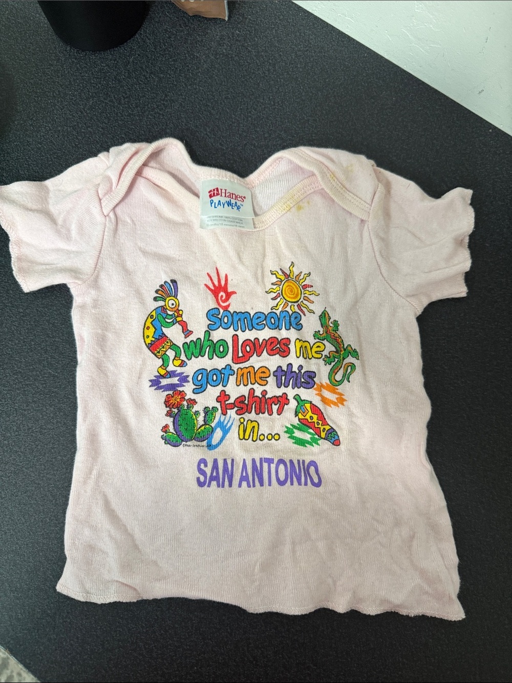 Hanes Pink Graphic San Antonio Tee with Multicolor Print 90’s